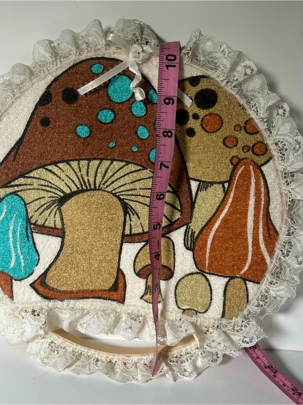 Vintage 70s Cannon Mushroom Hand Towel + Handmade Holder Retro Boho MCM Decor